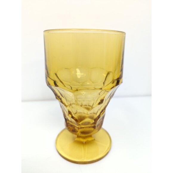 Set of 4 Anchor Hocking Topaz Amber Georgian Footed Iced Tea Glasses 5" vintage - Picture 4 of 9